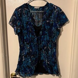 Ricki's Blue & Black Floral Sheer Camisole Top